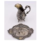 German Coin Silver 800 Pitcher and Tray