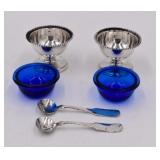 Master Salts Cobalt Blue Glass Inserts & Spoons