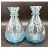 Pair BIOT light blue blown glass vases