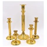 5 Mid-Century Brass Candle Stick Holders