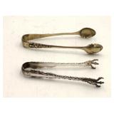 Two Silver Sugar Tong