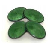 Sterling Silver Enamel Green Cufflinks