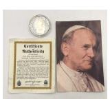 Silver .999 Pope John Paul II Commemorative Coin