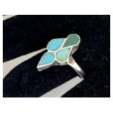 Multi Color Turquoise Sterling Ring