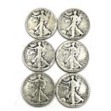 6 Walking Liberty Half Dollar Coins