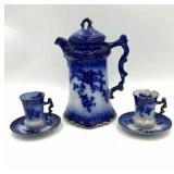 Chocolate Set Marked Labelle Flow Blue