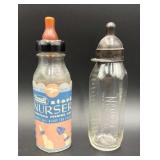 2 Vintage Glass Baby Nursery Bottles