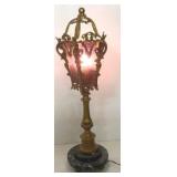 French Gold Gilt Lamp, Marble Base