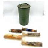 Vintage Signal Flares in Cannister