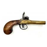Antique Double Barrel Brass Muff Pistol