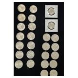 24 Kennedy Half Dollars and 2 SBA $1 Coins