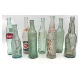 8 Vintage Clear Glass Soda Bottles