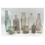 10 Vintage Clear Glass Bottles