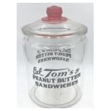 Tom's Peanut Butter Sandwiches Glass Counter Jar