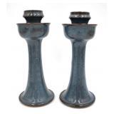 Pair of Vernon Owens Jugtown Ware Candlesticks