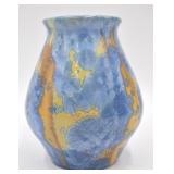 1996 Pisgah Forest Pottery Blue Crystalline Vase