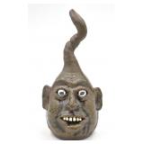 Michael Crocker Folk Art Pottery Top Knot Face Jug