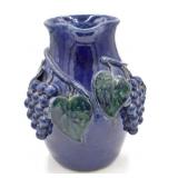 Edwin Meaders Blue Glazed Grape Stoneware Pitcher