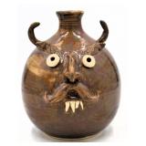 MJ Wenn Brown Devil Face Jug