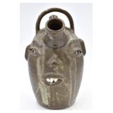 Billy Henson Folk Art Pottery Double Face Jug
