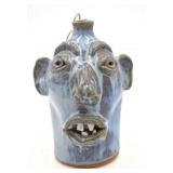 Charlie Brown Folk Art Pottery Face Jug
