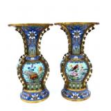 Pair of Cloisonnï¿½ Brass Vases
