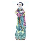 Chinese Hand-painted Ceramic Geshia Deity Figure