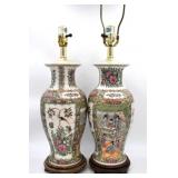 Pair of Rose Medallion Lamps