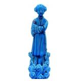 Chinese Blue Glazed Ceramic Deity Figurine