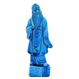 Chinese Blue Glazed Ceramic Deity Figurine