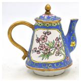Miniature Chinese Enamel on Brass Teapot
