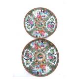2 Chinese Rose Medallion Porcelain Plates