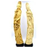 Pair of Man and Woman Deity Resin Carved Figurines
