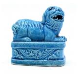 Chinese Blue Glazed Foo Dog Figurine