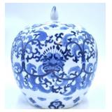 Blue and White Lidded Jar