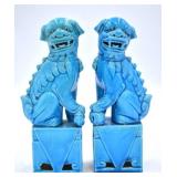 Pair of Blue Glaze Foo Dogs