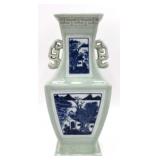 Japanese Blue and White Double-Handled Urn