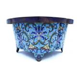 Oriental Hand-painted Enamel on Brass Pot