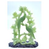 Hand-carved Jadeite/Resin Birds on Branch Figurine