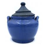 Blue Glazed Double Handled Stoneware Pot