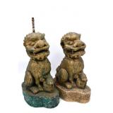 Pair of Plaster Foodog Lamp Figurines