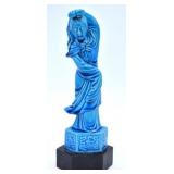 Chinese Blue Glazed Ceramic Geshia Figurine