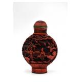 Hand Carved Cinnabar Snuff Bottle