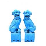 Pair of Blue Glazed Foo Dogs
