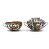 2 Chinese Rose Medallion Tea Cup and Waste Cup