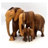 Pair of Carved Wooden Elephant Sculptures