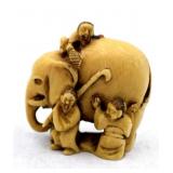Japanese Elephant Signed Netsuke