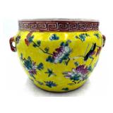 Yellow Hand-Painted Asian Pot