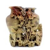Soapstone Asian Hand-Carved Double Vase