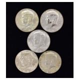 5 Kennedy Half Dollar Coins 65-67
